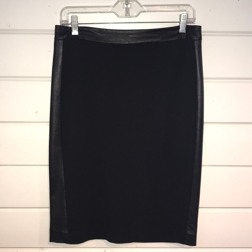 Black skirt with leather trim